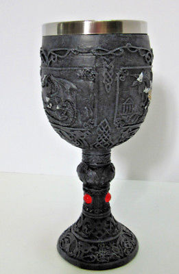 Black Goblet London Castle Dragons Blood Red Cabochons King Royalty Chalice NWT