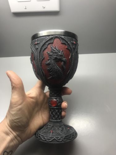 Chalice With Medieval Dragon  Design Goblet Wine