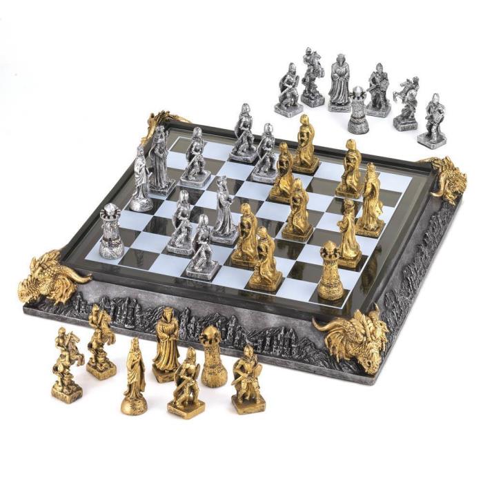 Polyresin & Tempered Glass Medieval Chess Set 17