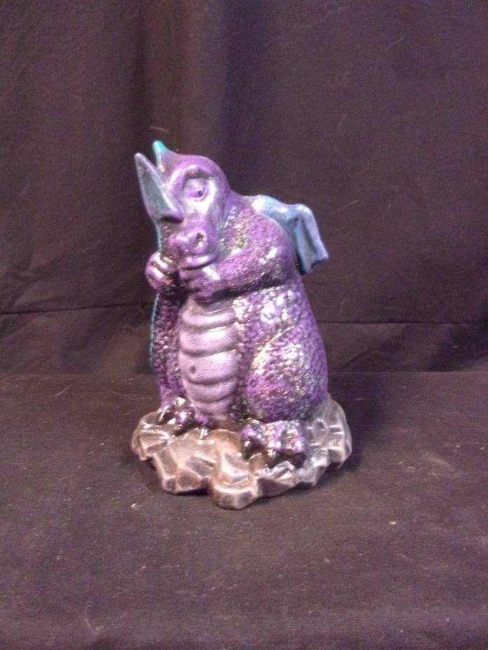 Hand Painted Ceramic Baby Dragon Thumbsucker Purple