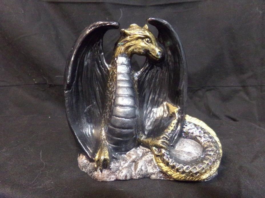 Hand Painted Ceramic Dragon Sitting Black