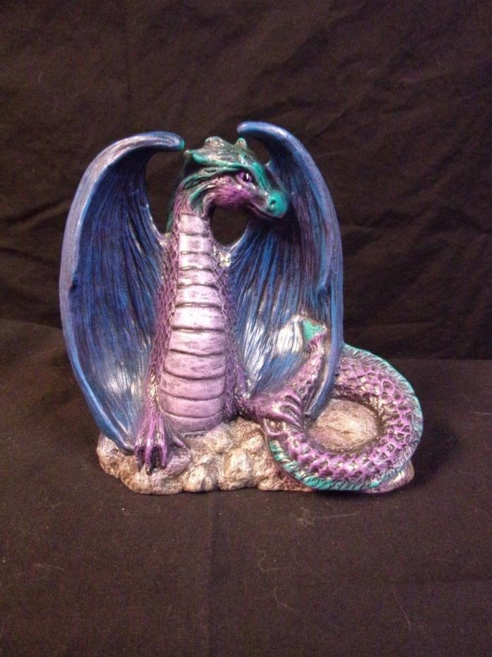 Hand Painted Ceramic Dragon Sitting Purple