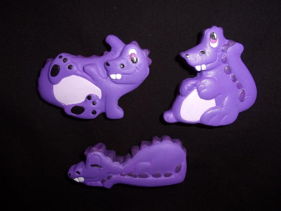 Hand Painted Ceramic Dragon Magnet Trio Purple