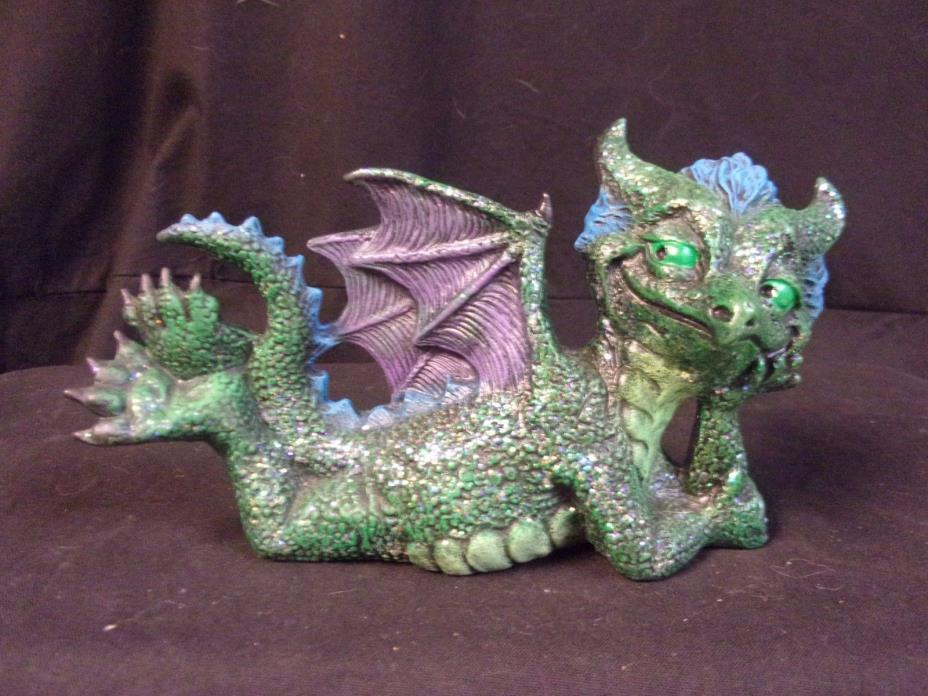 Hand Painted Ceramic Dragon Attitude on Belly Green