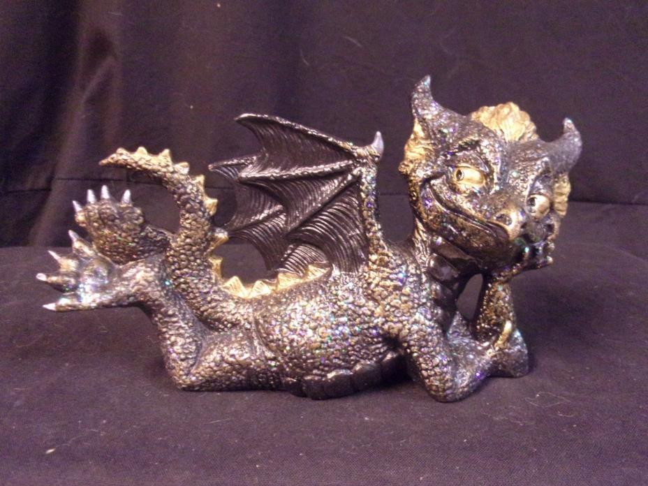 Hand Painted Ceramic Dragon Attitude on Belly Black