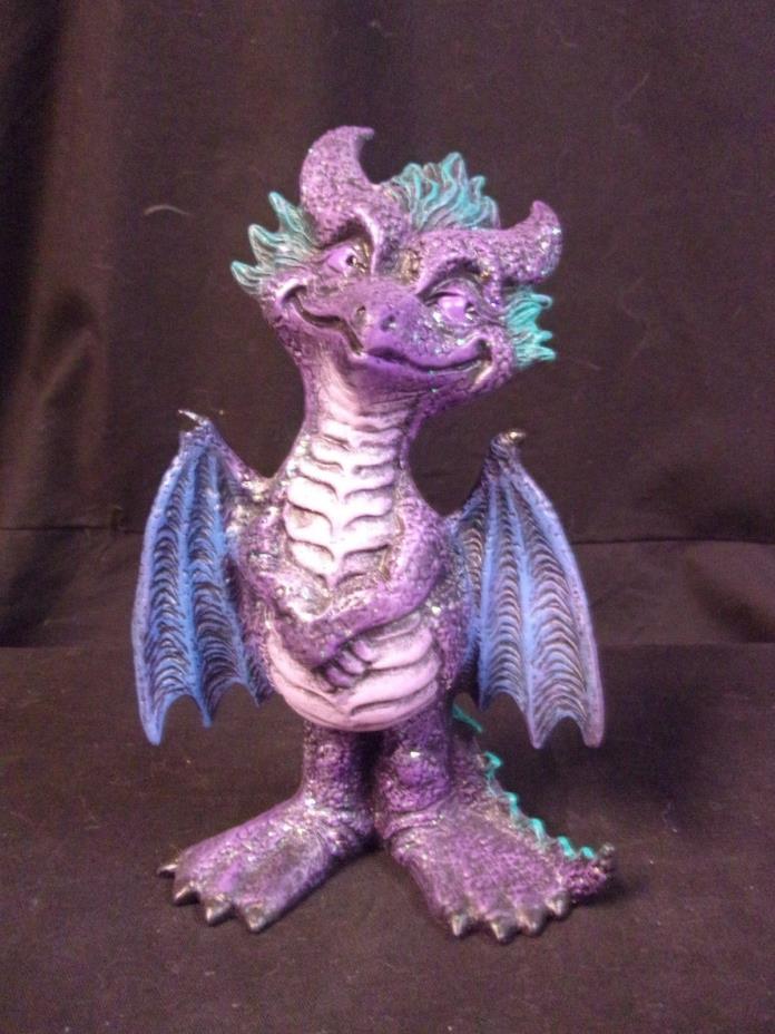 Hand Painted Ceramic Dragon Attitude Standing Purple