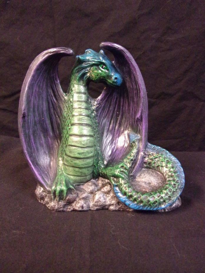 Hand Painted Ceramic Dragon Sitting Green