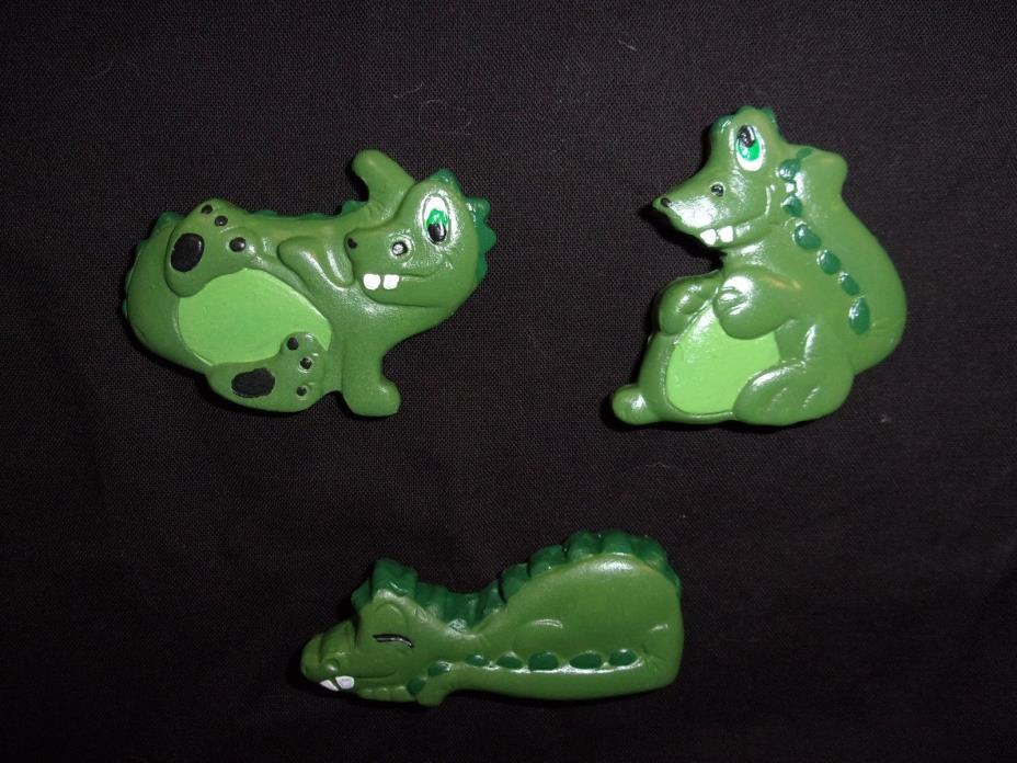 Hand Painted Ceramic Dragon Magnet Trio Green