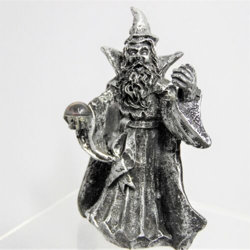 Miniature Standing Wizard with Crystal Ball Resin Fantasy Magic