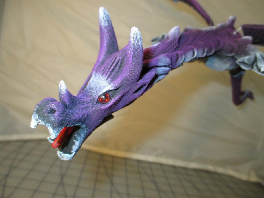 Flying Dragon in Purple Custom Handmade Wooden hanging mythical fantasy Oriental