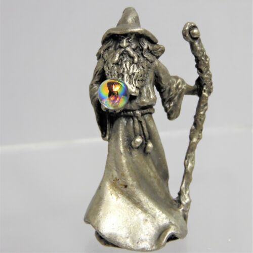 Standing Wizard with Staff and Crystal Ball Fantasy Merlin Magic