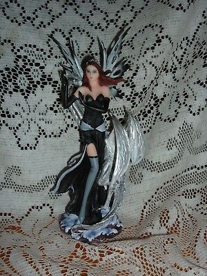 WHITE AND BLACK RESIN FAIRY AND DRAGON  FIGURINE 10