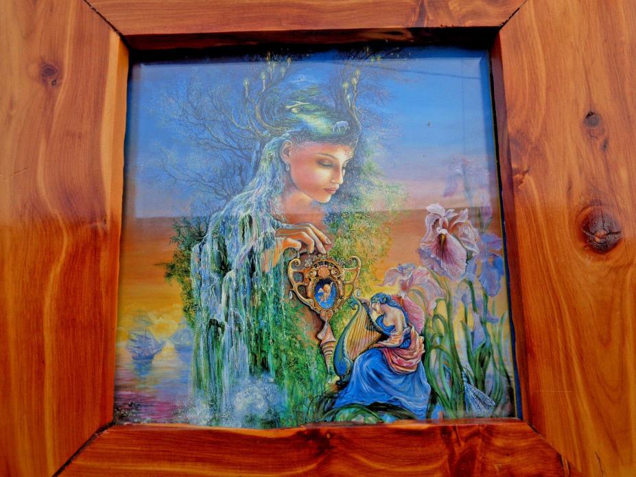 FOREST FAIRY POSTER ART framed picture KNOTTY PINE FRAME square 15.75