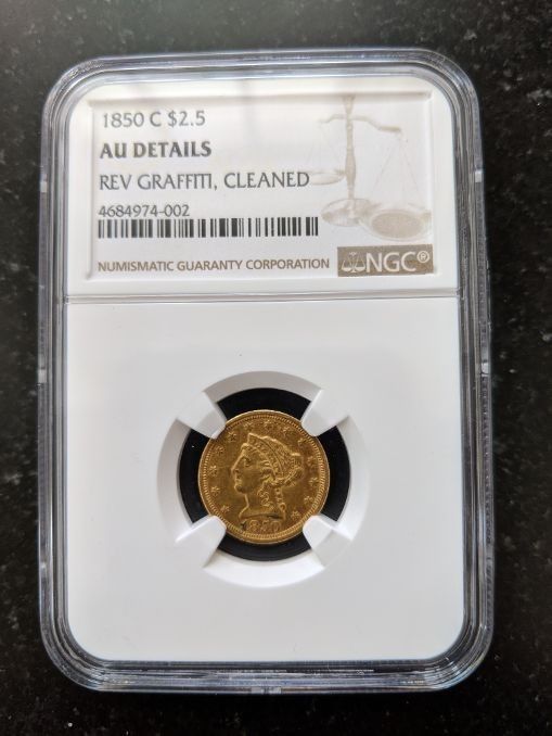 1850 C $2.5 liberty head NGC AU Details gold coin