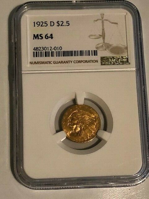 1925 D $2.5 Gold coin NGC MS 64