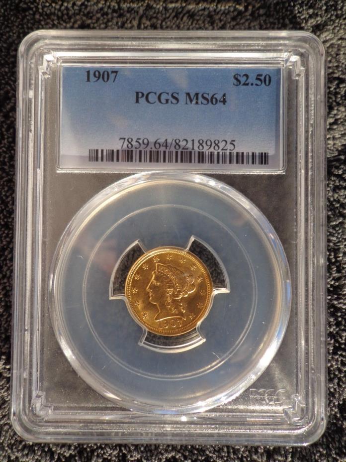 1907 Liberty Head GOLD Quarter Eagle $2.50 Coin CERTIFIED PCGS MS 64