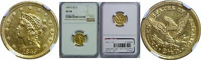 1849-D $2.50 Gold Coin NGC AU-58
