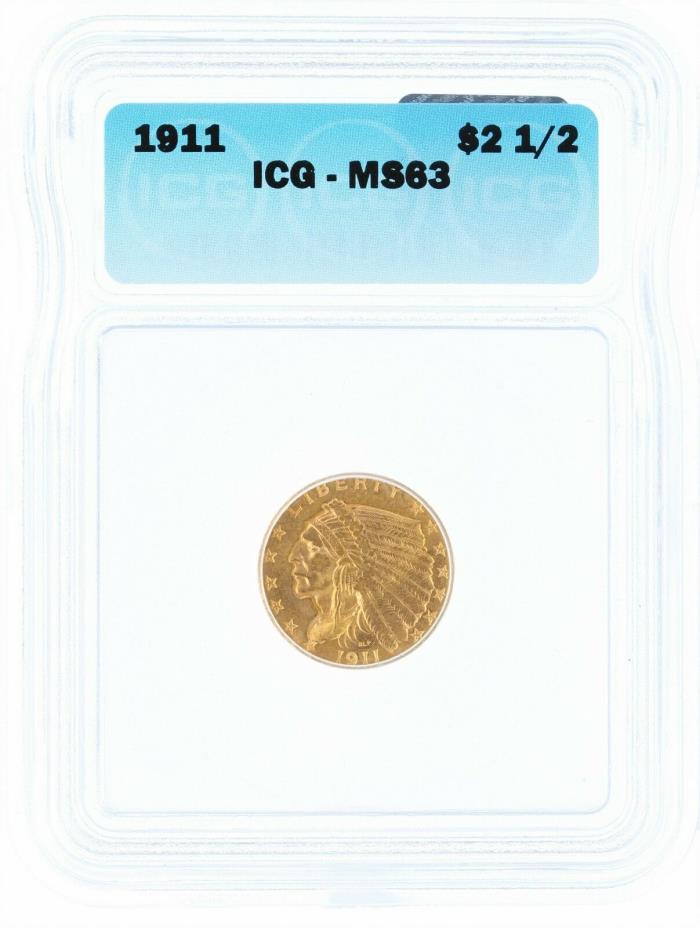1911 ICG MS63 $2 1/2 Indian Head Quarter Eagle