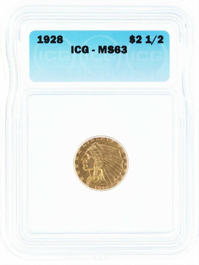 1928 ICG MS63 $2.50 Indian Head Quarter Eagle