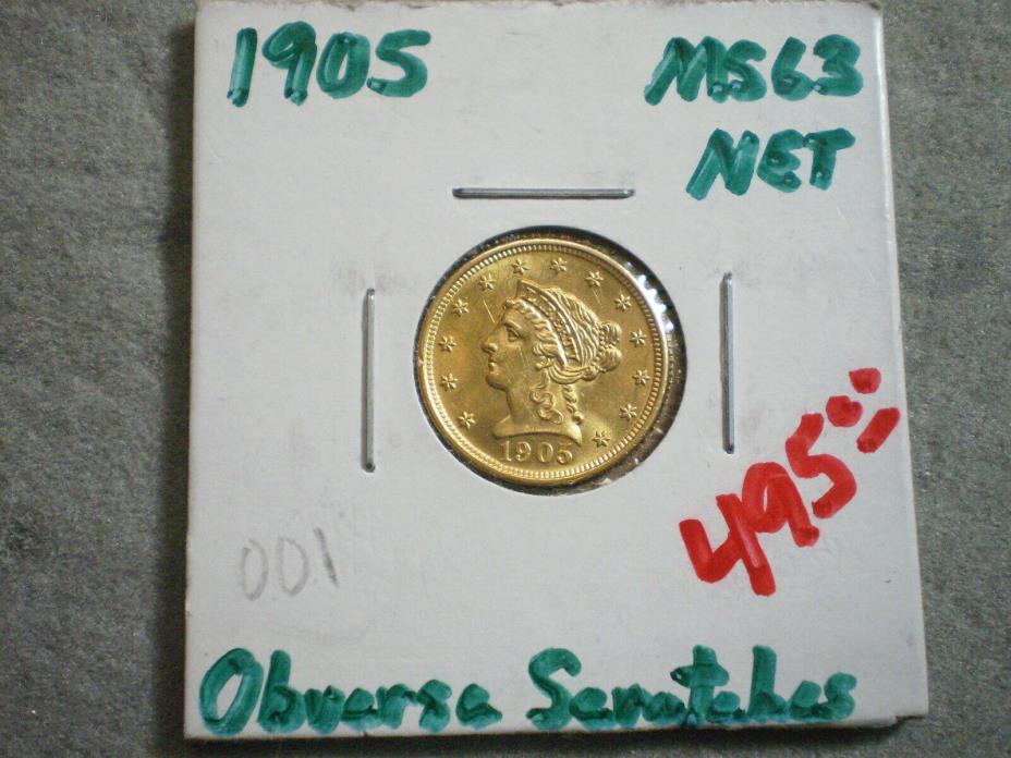 1905 $2 1/2 LIBERTY GOLD/ OBVERSE SCRATCH-----FREE SHIPPING-------------