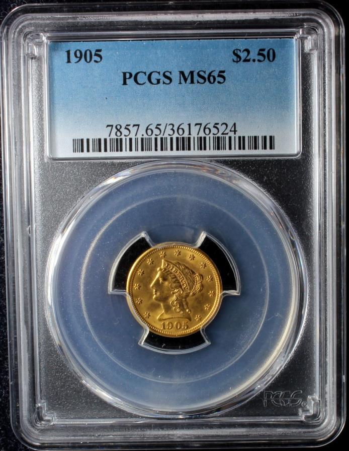 1905 $2.50 GOLD QUARTER EAGLE - PCGS MS-65