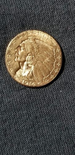 1914 D Indian Head $2.5 Gold Quarter Eagle U.S. Coin