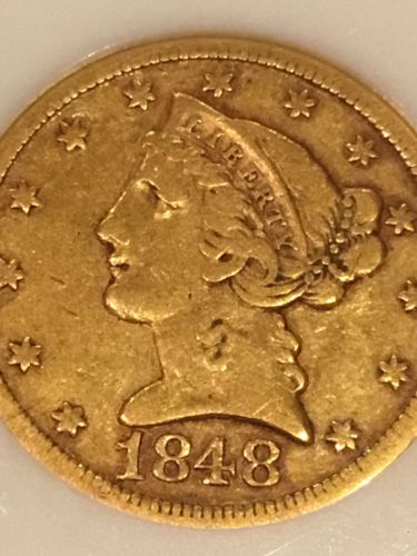 1848 D 5$ Gold Liberty Head (Dahlonega)