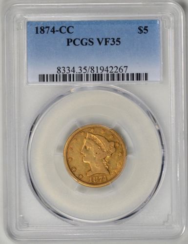 1874-CC  $5 Gold Liberty  PCGS VF35   *  Very Tough Date  *  #81942267