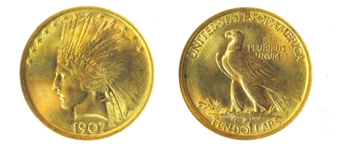 1907 No Motto Indian Head $10 Gold NGC MS67 RARE High Grade [010]
