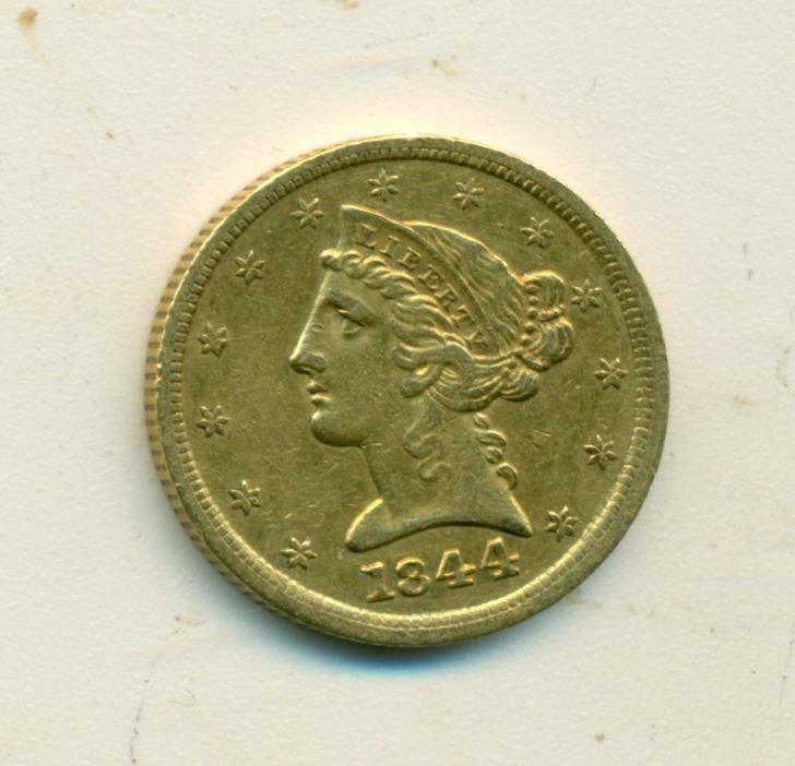 1844 D $5.00 LIBERTY US GOLD COIN XF/AU VERY RARE ISSUE THIS QUALITY