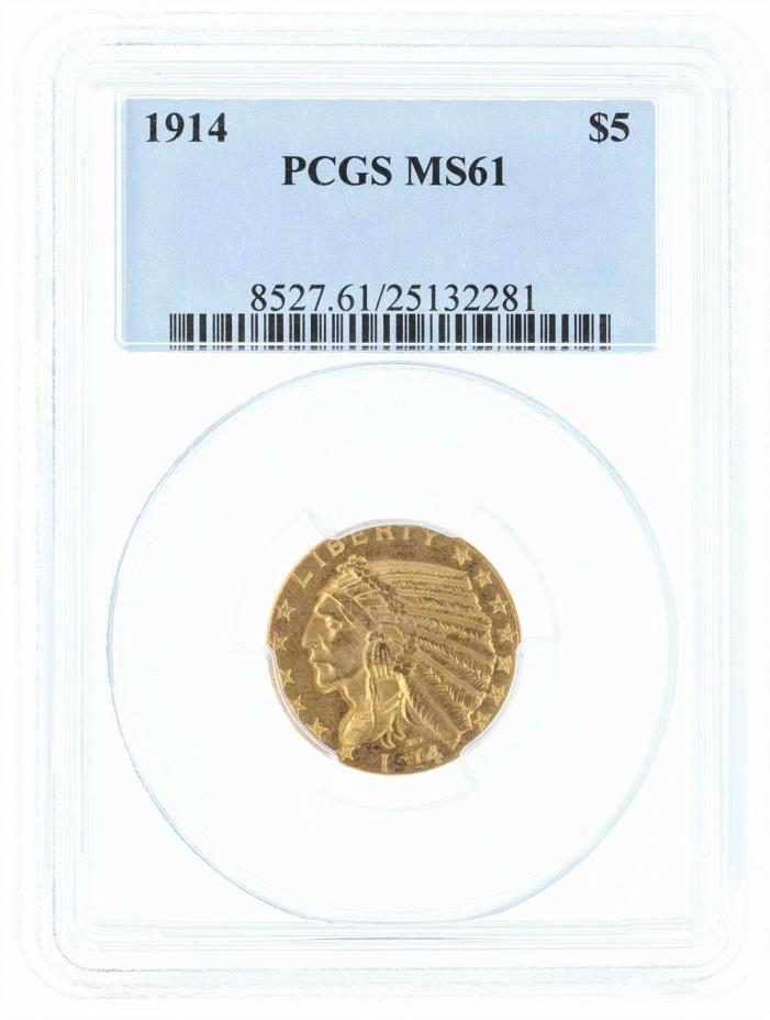 1914 PCGS MS61 $5 Indian Head Half Eagle