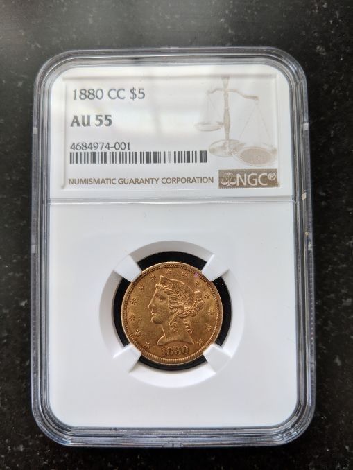 1880cc liberty head $5 NGC AU55