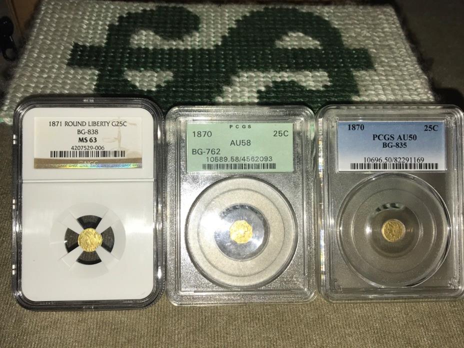 CALIFORNIA GOLD COINS ALL 3 GRADED PCGS & NGC