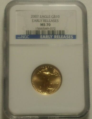 2007 $10 Gold Eagle NGC MS70 ER (1/4 ozt Gold - Rare Grade - Bid $1100) Key Date