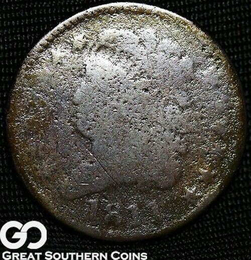 1811 Half Cent, Classic Head, Tough Early Copper, Key Date