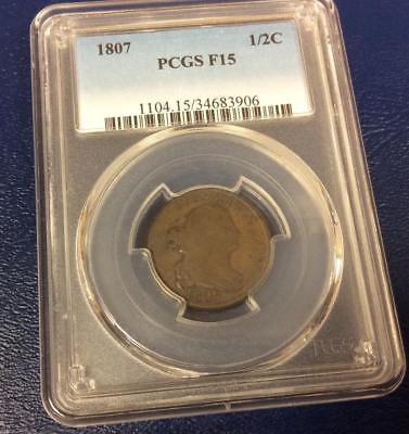 1807 United States Draped Bust Half Cent PCGS F15, INV SL#1346