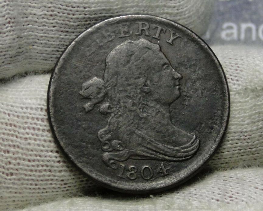 1804 Draped Bust Half Cent, Nice Coin, Free Shipping  (7979)
