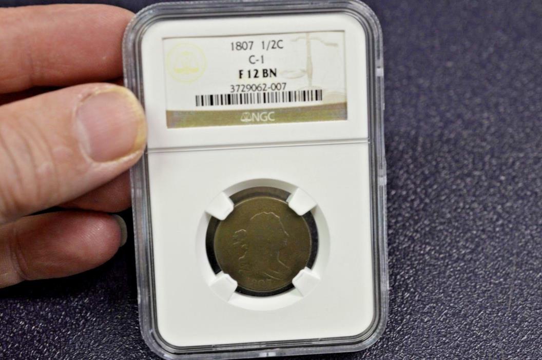 1807 draped bust 1/2 cent c-1 ngc f12