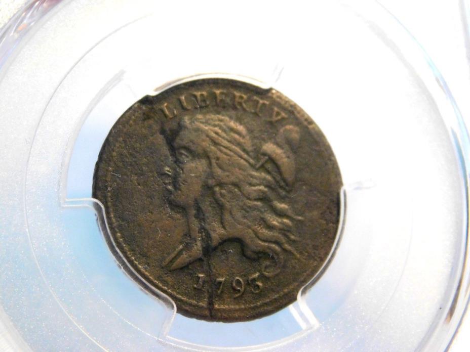 RARE 1793 Half Cent 1/2c PCGS VF w/ planchet flaw minting error - Beautiful Coin