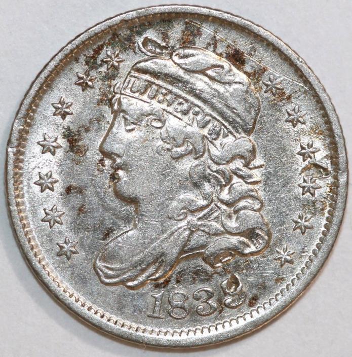 1835 US H10 Half Dime Capped Bust Silver Coin AU+ Details Lustre Damaged
