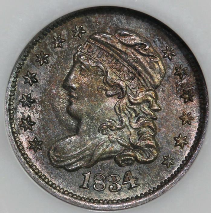 1834 H10c Capped Bust Half Dime NGC and CAC MS 64