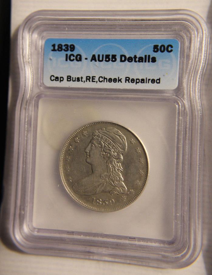 1839   Cap Bust  Half Dollar ICG = AU 55