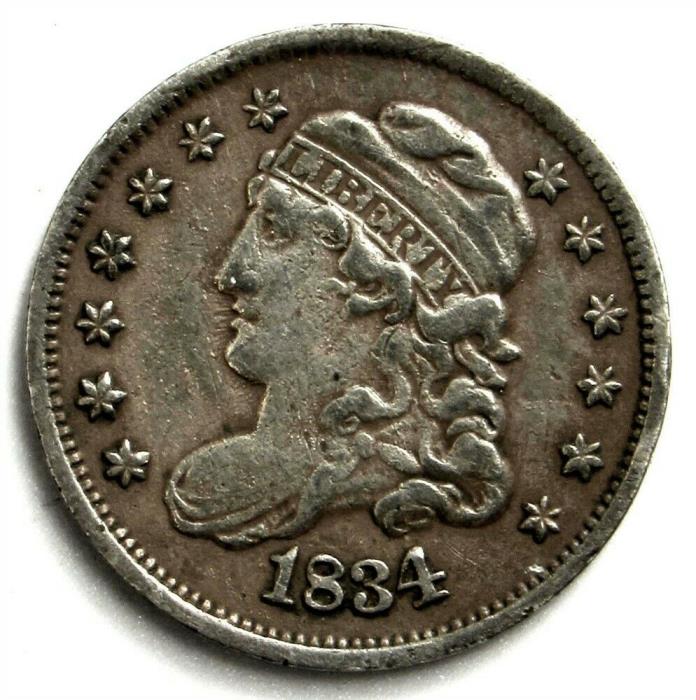1834 Capped Bust Half Dime - XF - 5c Silver - Extremely Fine