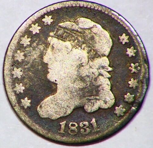 1831 Cap Bust Type Coin 1/2 Dime Coin 5C Coin 90% Silver Good Detail A77