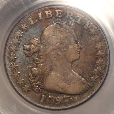 1797 Draped Bust Half Dime, 16 Stars, PCGS VF-25, Original U. S. Type, Rare