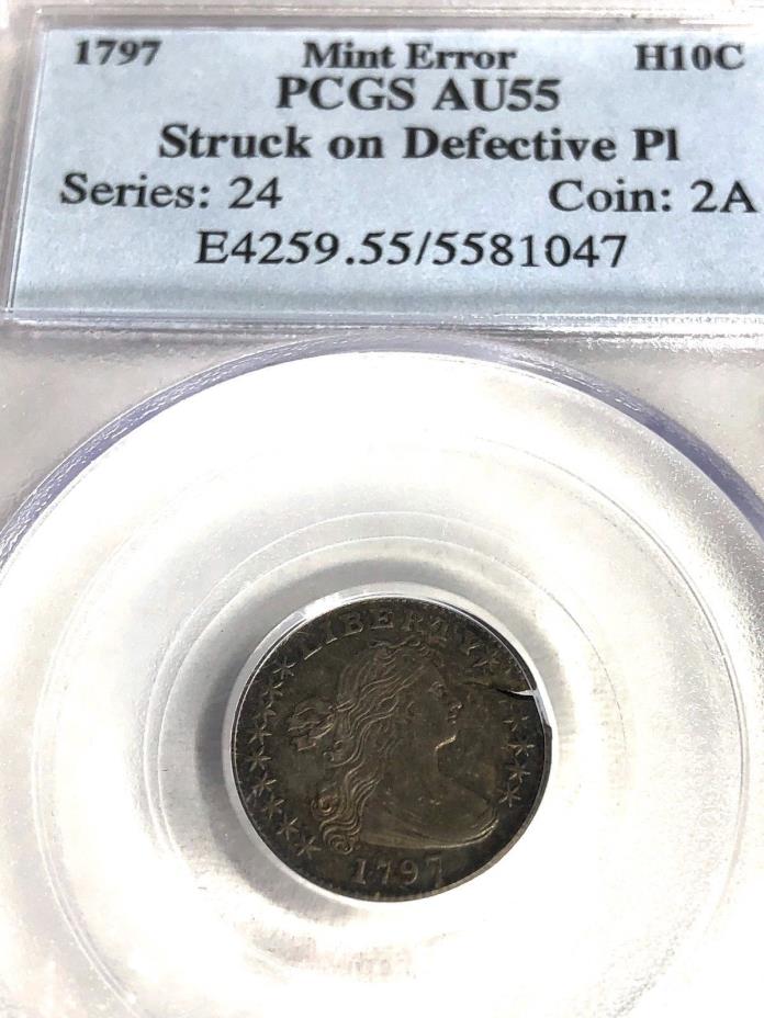 UNIQUE MINT ERROR 1797- U.S. SILVER  HALF DIME PCGS OGH AU-55 ( 16 STARS) POP- 5