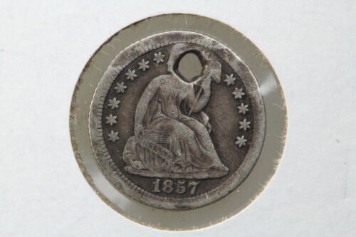 1857-O Seated Half Dime Holed Fine Details