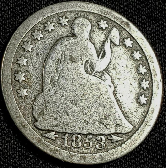 1853 Silver Seated Liberty Half Dime Arrows at Date US Silver Coin