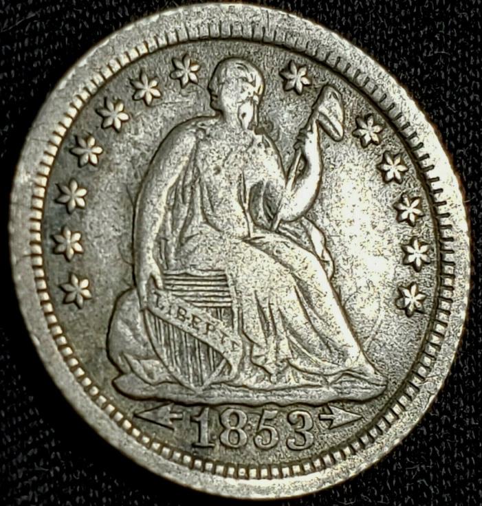 1853 Seated Liberty Half Dime With Arrows US SILVER Coin