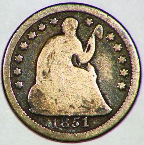 1851 O Seated Liberty Type Coin 1/2 Dime Coin 5C Coin 90% Silver Nice Clean A79